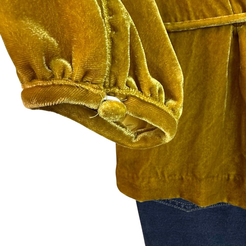NWT J Crew Velvet Chartreuse Gold Belted Top V Neck Long Sleeve Side Zip - Picture 8 of 16